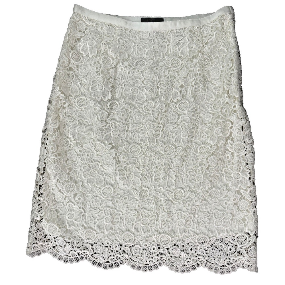 H&M Floral Lace Pencil Skirt White Size‎ 6 Spring